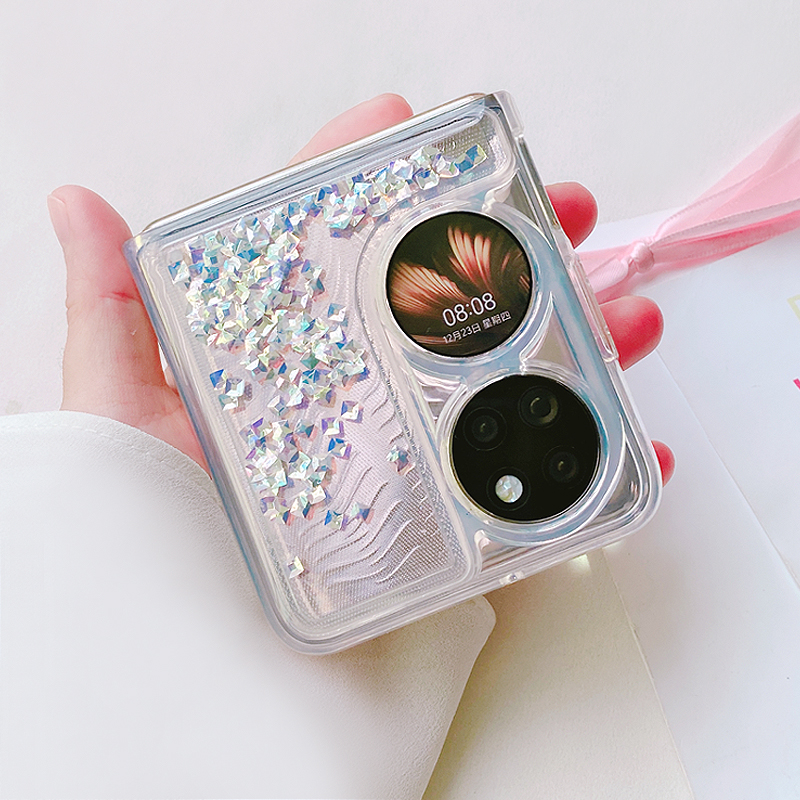 浚双奢华闪钻适用于华为pocket 2手机壳折叠屏女款防摔流沙定制p50pocket s保护壳气质时尚减压唯美日潮流