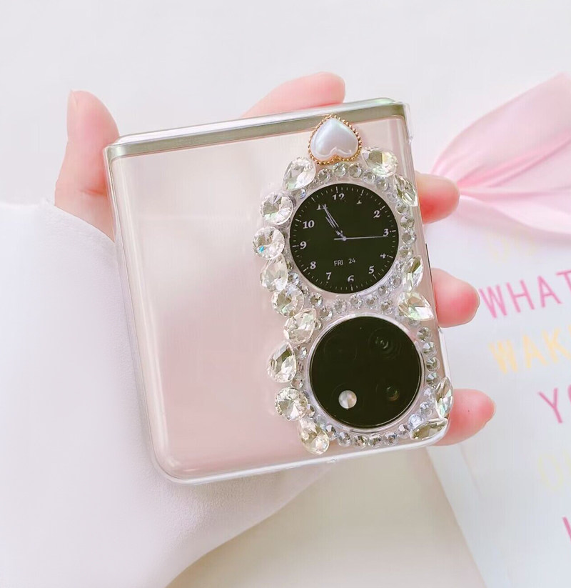 轻薄款闪钻适用华为pocket s手机壳折叠屏女款透明防摔p50pocket宝盒定制高级感日韩创意奢华保护壳时尚简约