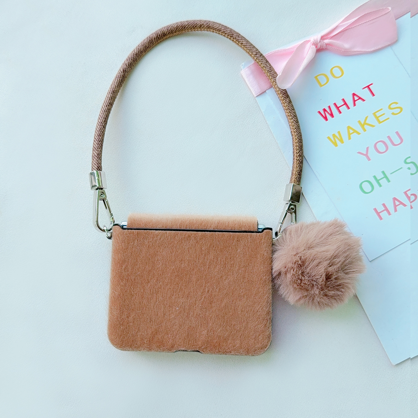 适用华为purax手机壳典藏版女款毛绒手提链中轴全包时尚p50pocket2折叠屏保护壳毛茸茸气质荣耀vflip2转轴包