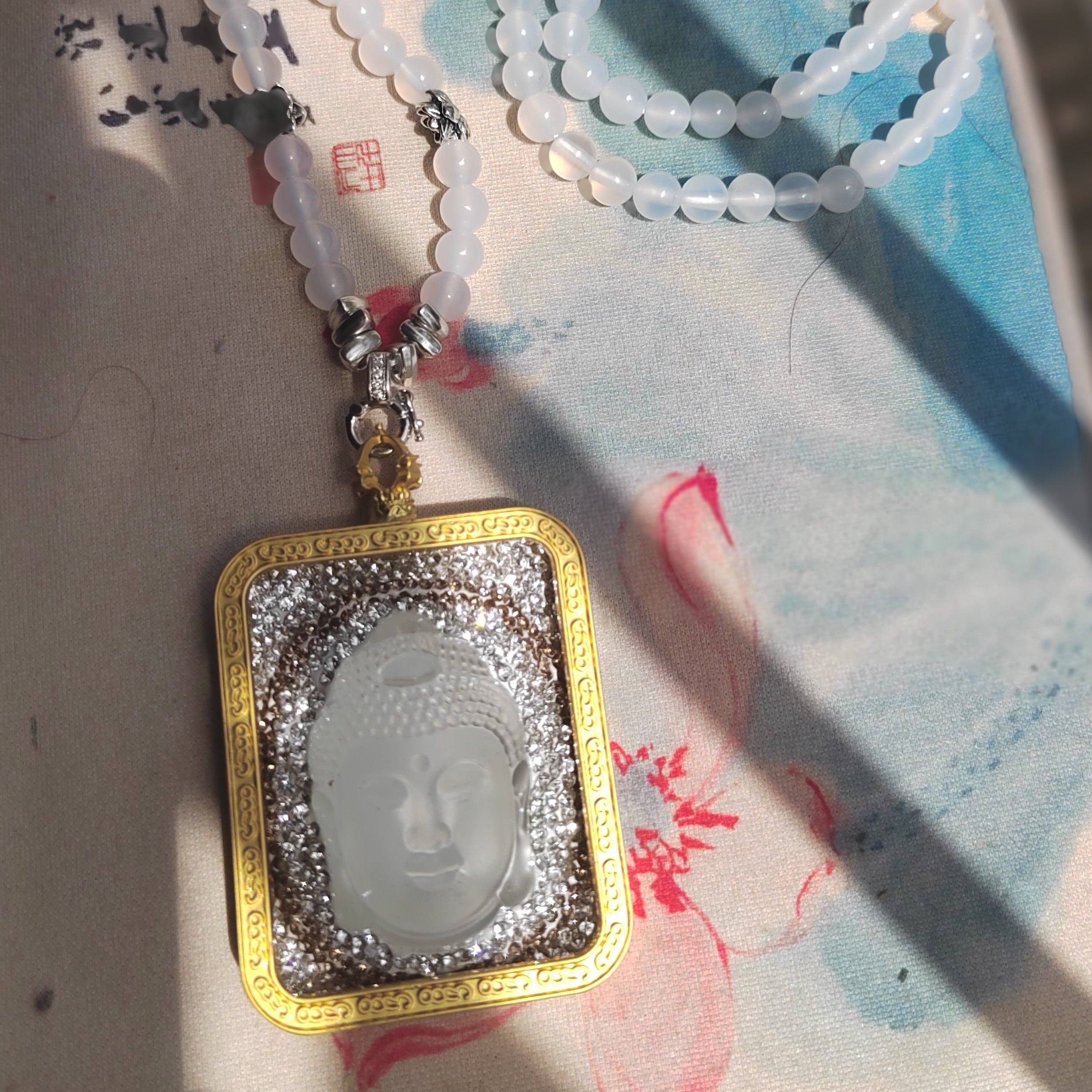 新款时尚释迦牟尼佛头吊坠如来佛雕刻佛牌毛衣链仿西藏唐卡项链