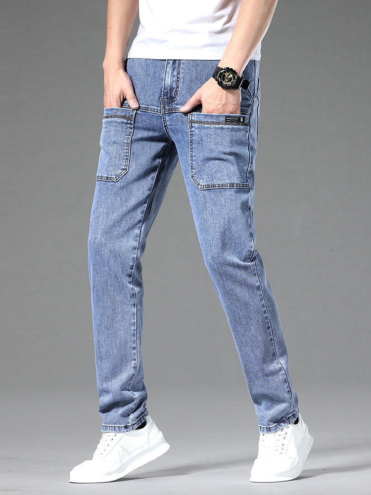 2024 [NEW] SPRING AND AUTUMN VERSATILE SIX POCKET JEANS MENS LOOSE STRAIGHT PANTS MENS STRETCH MULTI-POCKET TROUSERS