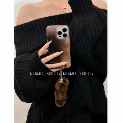 ins高级简约棕色渐变冰川纹防摔适用于苹果17promax16/15/14手机壳