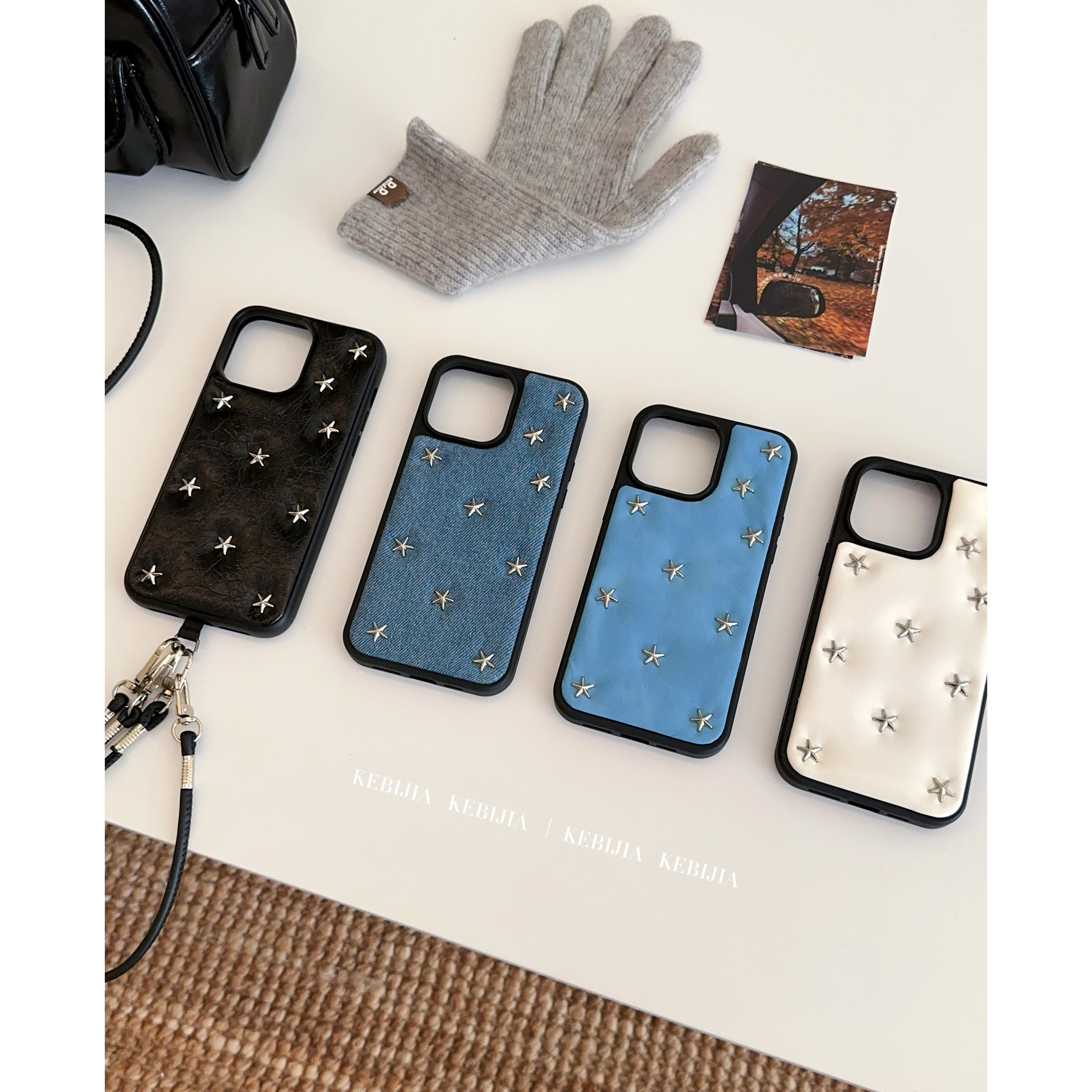 ins皮质高级星星挂绳斜挎适用于苹果17promax16/15/14手机壳