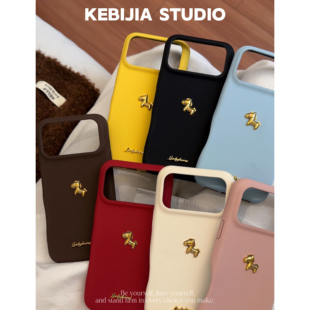 ins皮质马年贵气精致小金马防摔适用于苹果17promax15/16手机壳