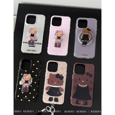 ins风秋冬小众kt猫系列波点磁吸适用于苹果17promax16/15/14手机壳