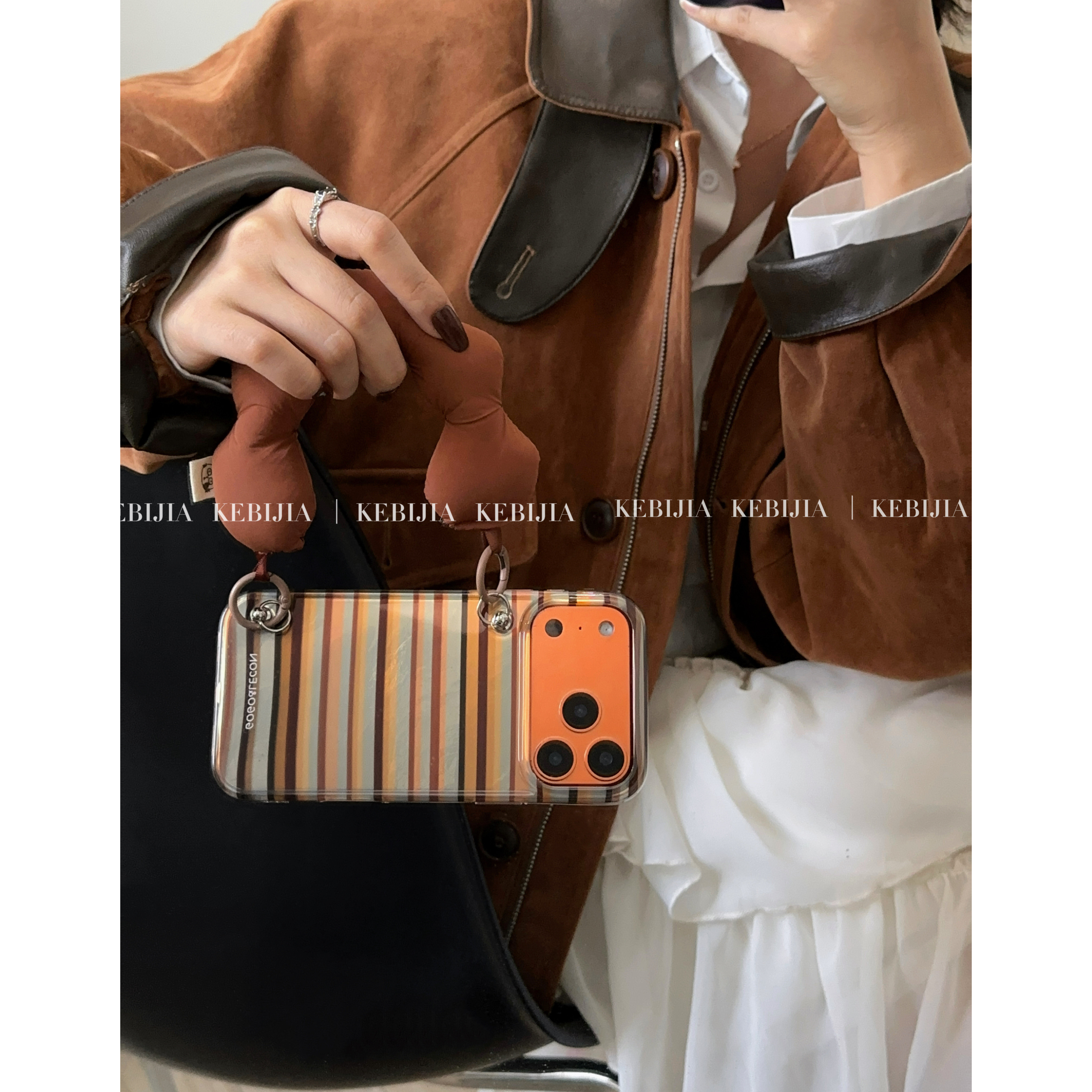 ins秋冬爱心条纹挂绳支架防摔适用于苹果17promax15/16手机壳,3C数码配件,手机保护套/壳,淘宝优惠券,粉丝福利购,淘宝优惠卷