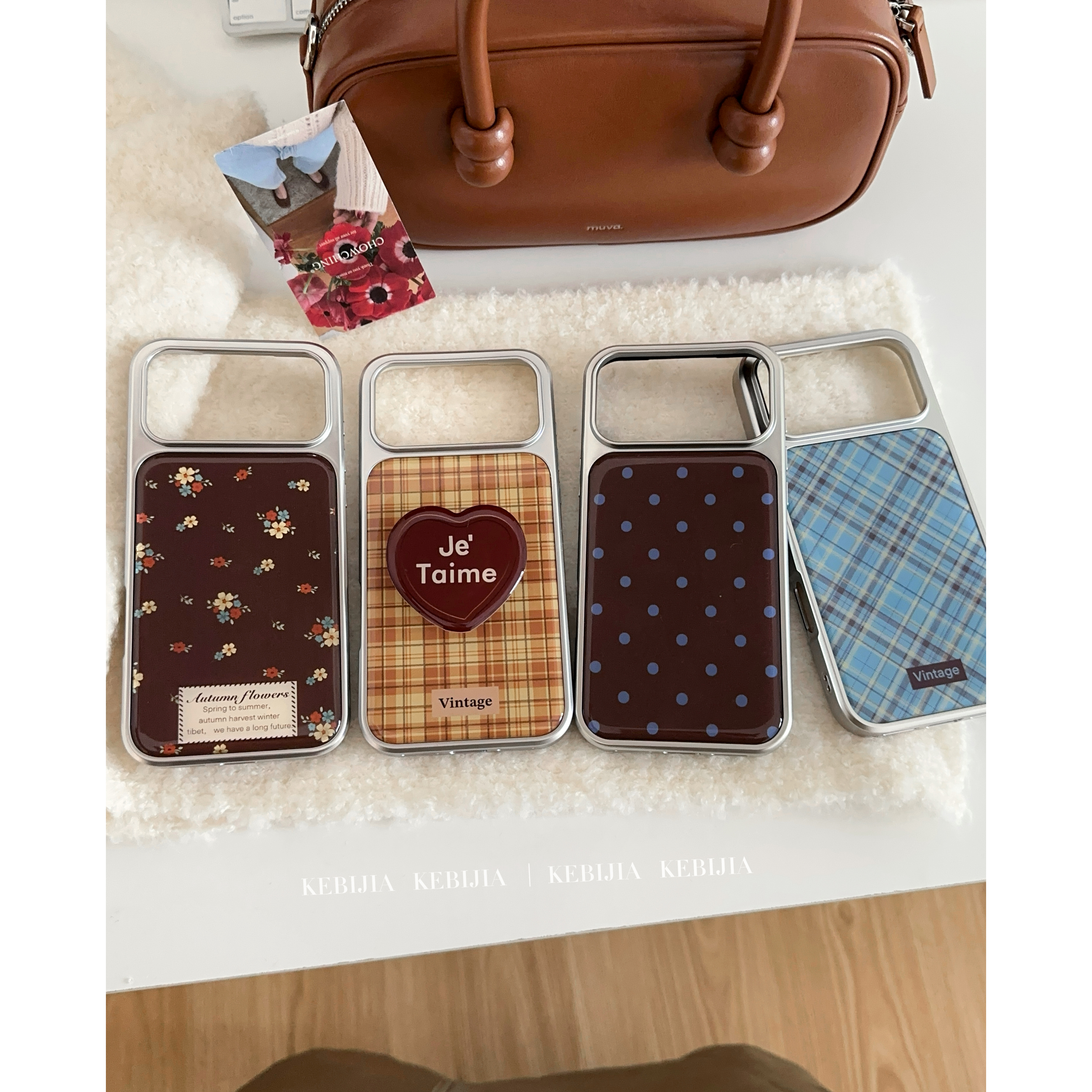 ins韩风碎花波点滴胶支架防摔适用于苹果17promax15/16手机壳