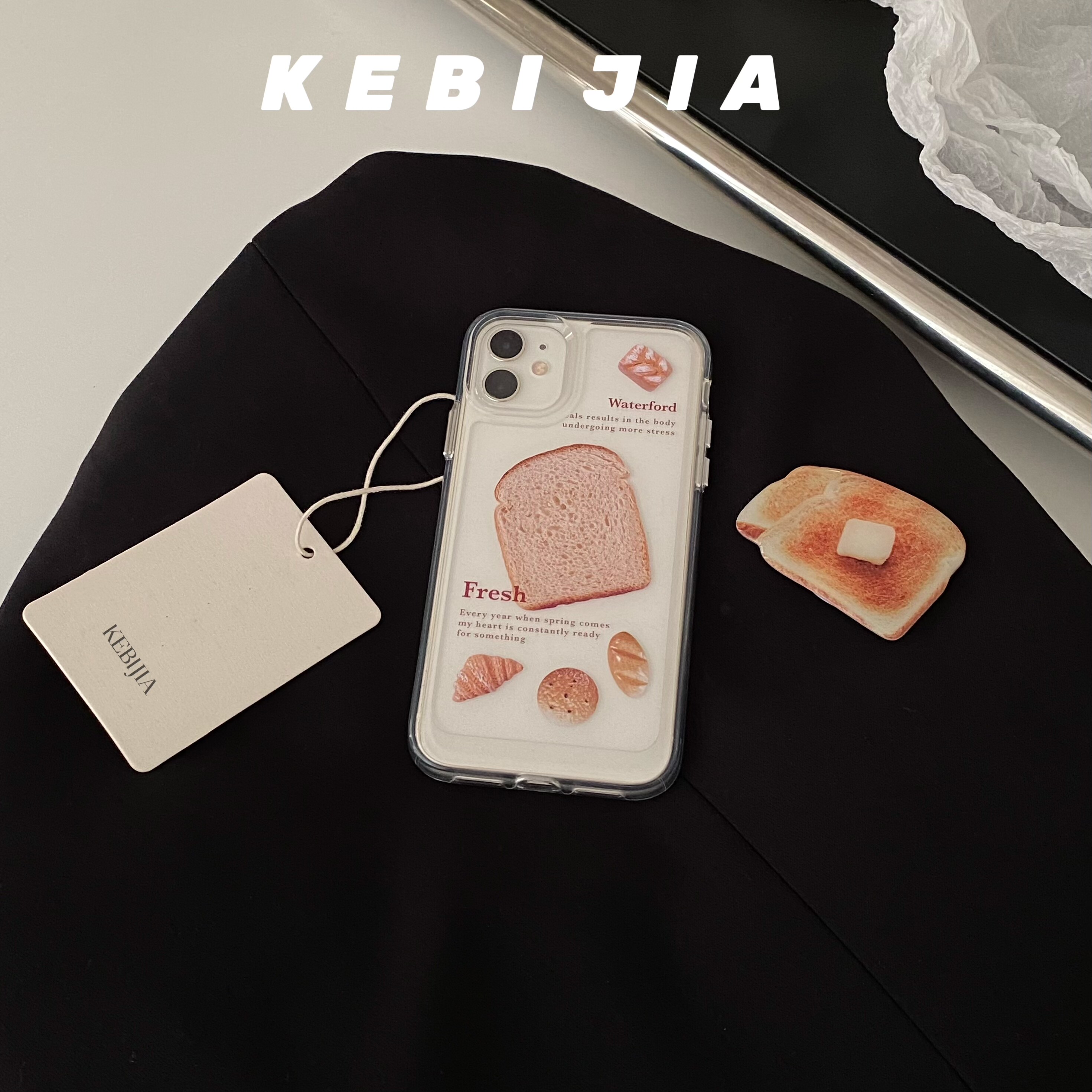 KEBIJIA ins自制款吐司面包亚克力透明防摔手机壳适用苹果13/12/1