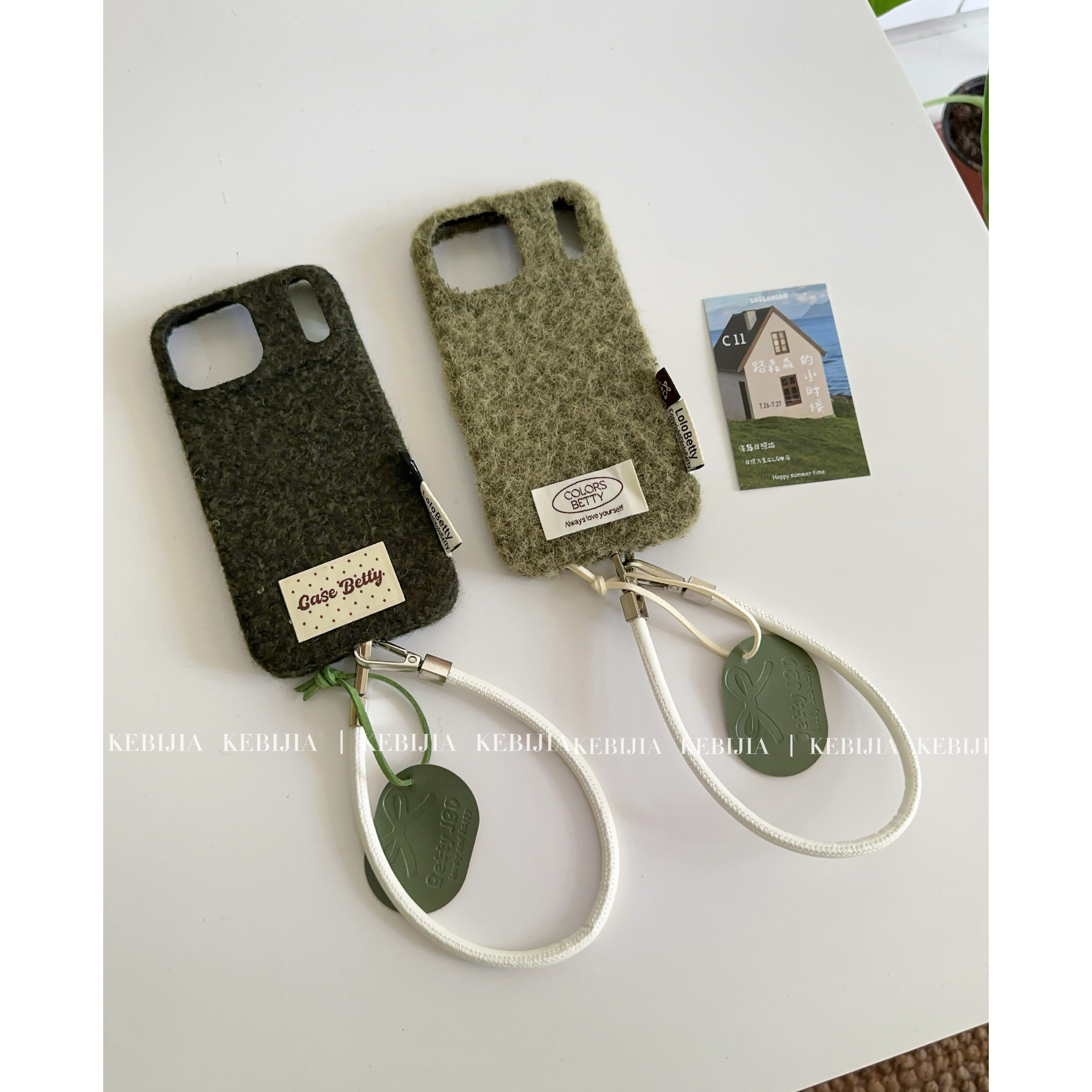 ins秋冬复古毛绒皮质挂绳防摔适用于苹果17promax15/16手机壳