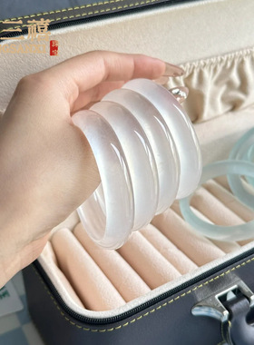 翡翠冰种水沫玉手镯高冰蓝水飘花白月光油青玉镯蓝花石英岩玉手镯