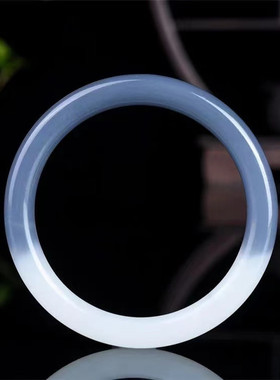 仿和田玉烟紫手镯外蒙料半山水烟青色黑白色细圆条美人镯手镯手环