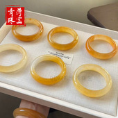 天然黄龙玉手镯玉镯金丝玉镯子玉镯半山半水桂花酿手镯女款 玉镯