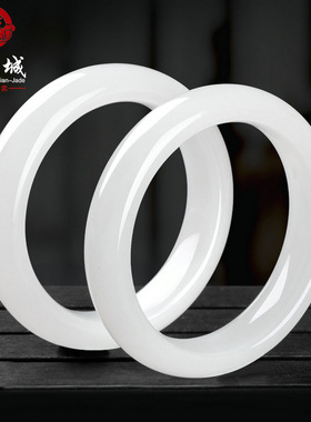 新疆和田白玉手镯女款 货羊脂玉镯子少女士旺夫真玉手镯女款饰品
