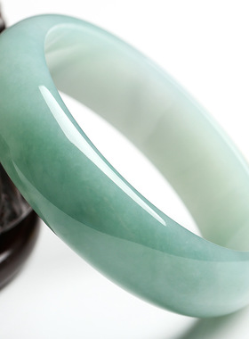 天然翡翠祖母绿缅甸冰糯种油青玉手镯女老坑冰糯种浅绿晴水玉镯子