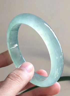 缅甸翡翠玉手镯冰种玉镯子女透水润晴水飘花玉石镯子女款送人礼物