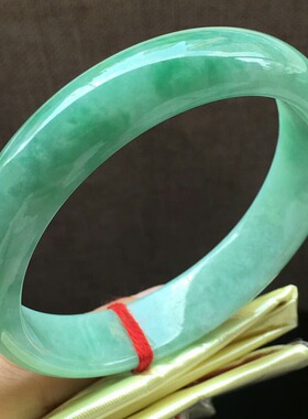 君缘缅甸翡翠玉手镯阳绿正圈满豆绿色水润飘花玉石玉镯少女款