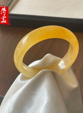 天然黄龙玉手镯玉镯金丝玉镯子玉镯半山半水桂花酿手镯女款玉镯