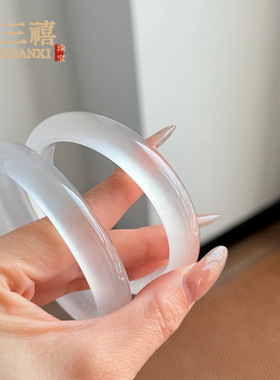 缅甸天然高冰种石英岩手镯白月光独龙玉白色水沫玉荔枝冻玉石手镯