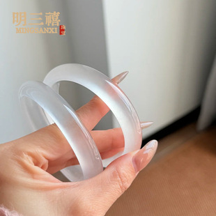 缅甸天然高冰种石英岩手镯白月光独龙玉白色水沫玉荔枝冻玉石手镯