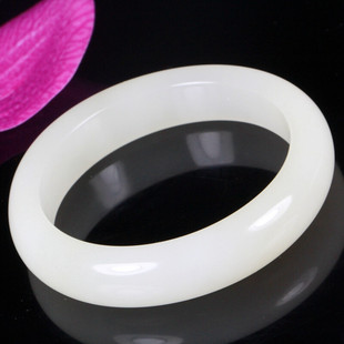 新疆和田玉手镯少女羊脂白玉镯子男女款玉石和田白玉手镯节日礼物