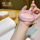 紫玉髓手镯帝王巴西玛瑙紫罗兰玉镯子冰透细条手镯中式 晚辈