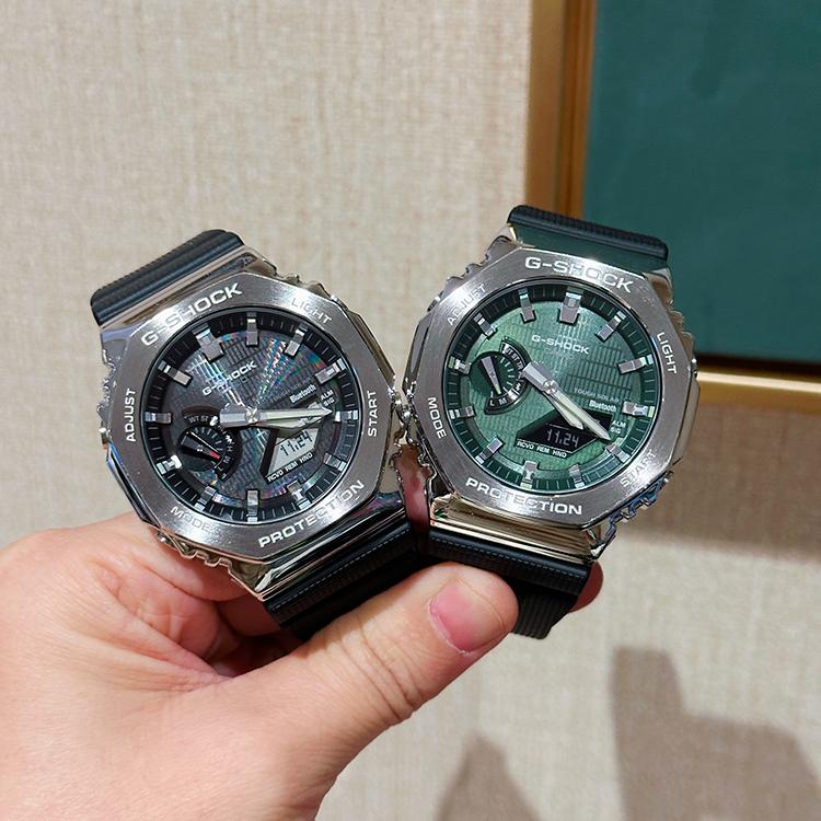 卡西欧CASIO手表男金属八角太阳能蓝牙防水GBM-2100A-1A3/2100-1A