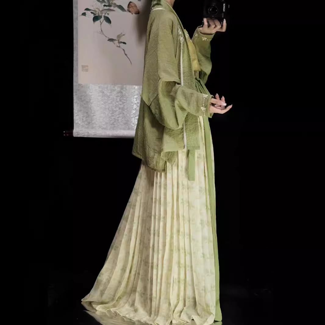 宋制原创2025新款汉服女飞机袖百迭裙宋裤百褶裙改良日常套装
