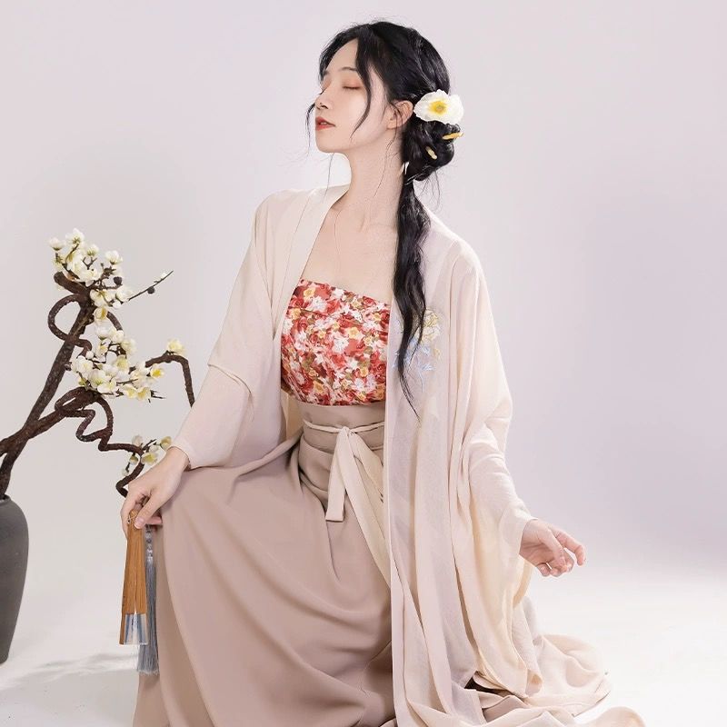 原创汉服女2025新款宋制长干寺吊带旋裙套装春夏日常国风薄款