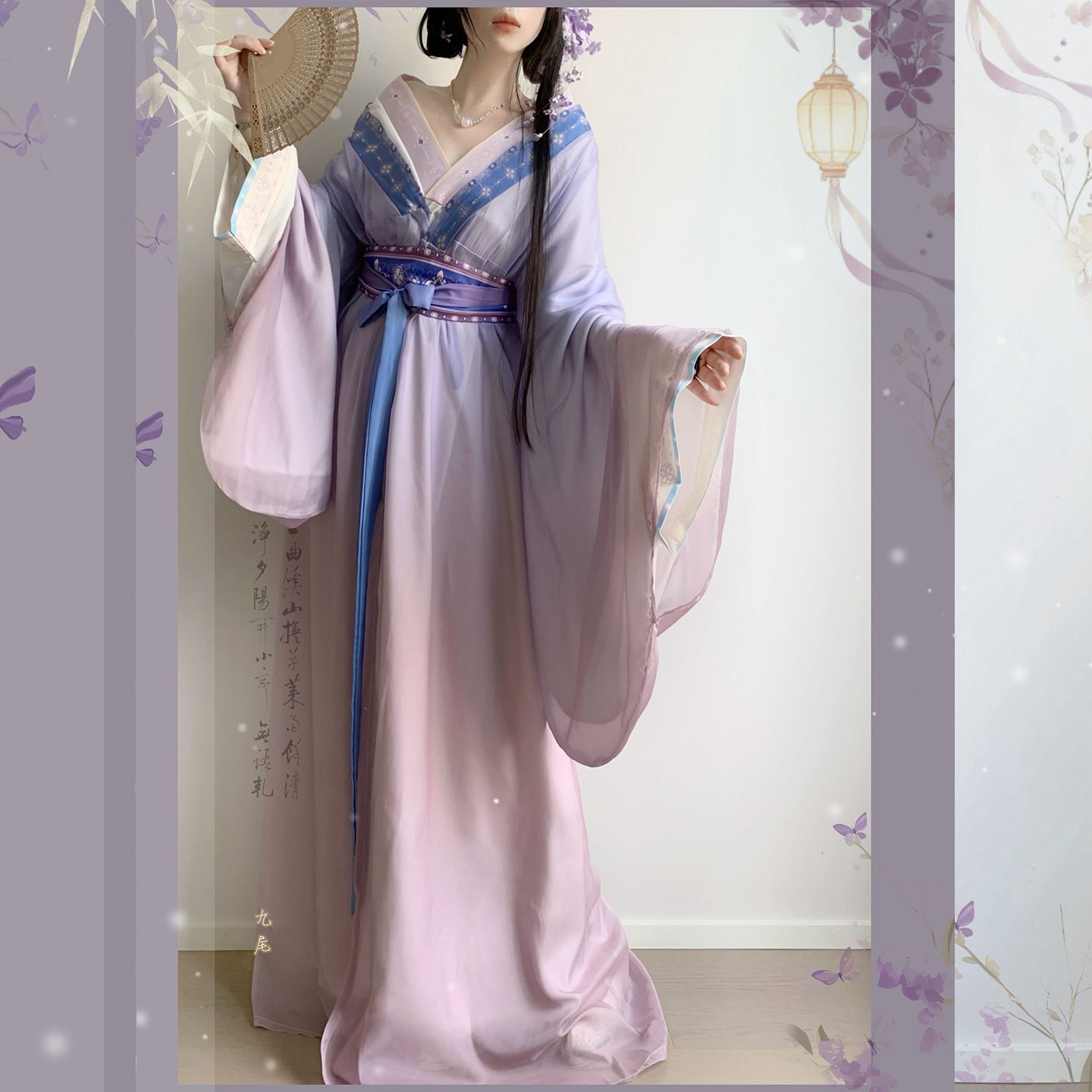 原创改良汉服女2025新款直裾交领印花日常显瘦超仙cos服日常套装