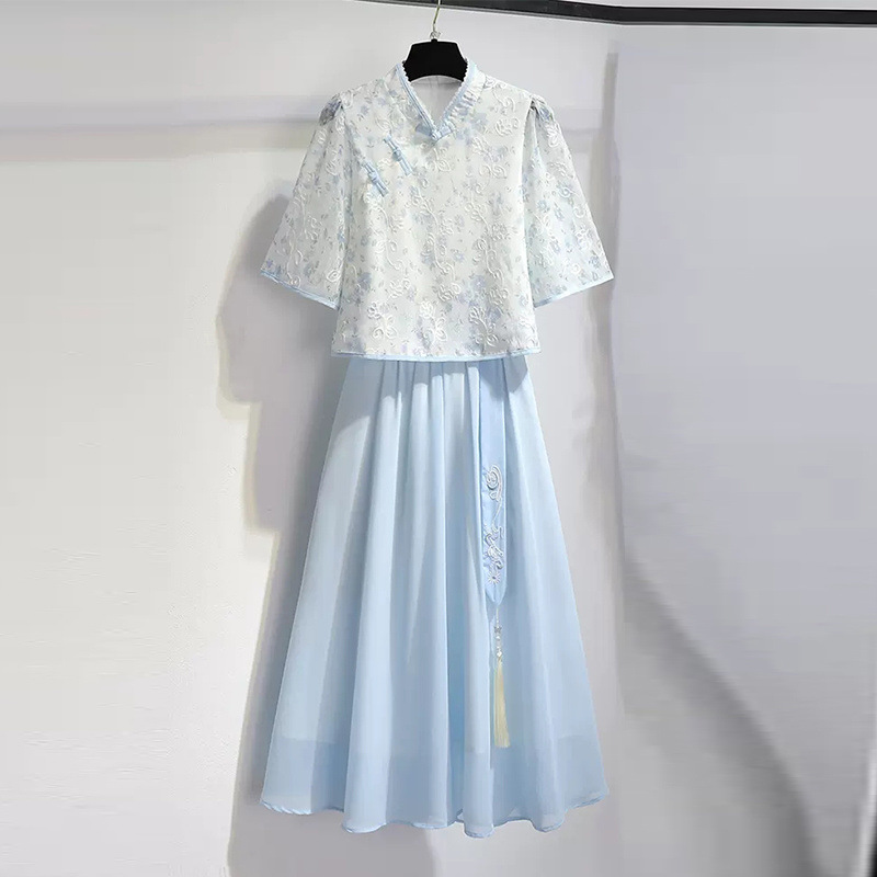 宋制汉服女2025夏季新中式复古风女装仙气改良版绣花裙套装裙