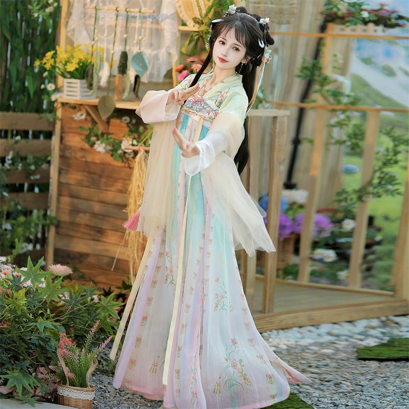 原创汉服女2025新款唐制齐胸一片式印花襦裙春夏季超仙气日常