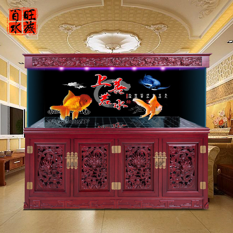 鱼缸大型客厅水族箱屏风超白玻璃金鱼缸免换水底滤高端专用龙鱼缸