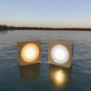 方形实木发光底座木质LED小夜灯水晶发光灯座香薰工艺品摆件底座