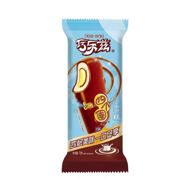 伊利四个圈蛋奶巧克力味脆皮雪糕5支冰淇淋冰激凌批整箱