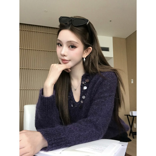 现货【BC柔奢老钱】——定染鸢尾紫！奢绒感上衣