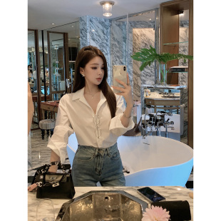 露思系干练感匹马棉衬衫 高干文学姐 牛仔裤 白日梦巴黎