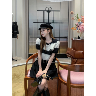 现货Momoshero【留洋条纹】长期主义“静奢感”粗条纹撞色毛衣