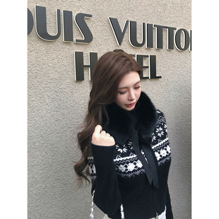 Momoshero【费尔岛新贵】贵奢大人感！530g立领花纹wool毛织上衣