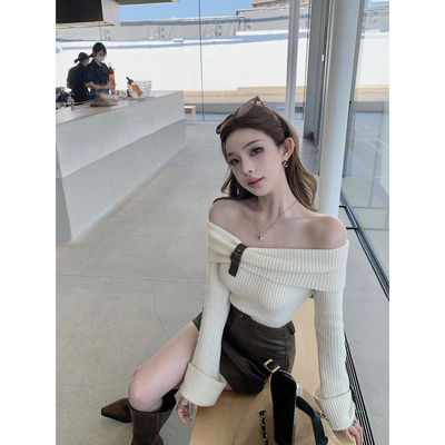 【古早奈奈子】autumn博主限定氛围--皮袢毛衣/皮半裙/古着围巾