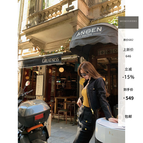 8号21:00开品【伦巴第coat】姐感~0.8cm纯手工穿绳”黑金牛仔外套