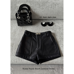 Momoshero[Legal姐系皮裤】万能搭高定“银扣腰带”工装pu皮短裤