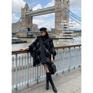 两穿羊绒双面呢英伦格纹斗篷 双面异色 现货大本钟End —主推