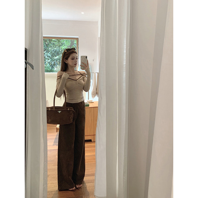 现货【黑巧布朗尼】—Cookies“甜氧主旋律”系带上衣&黑巧牛仔裤