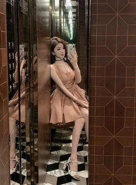 现货【黎色绯绯】悸动的多巴胺~坠入落日黄昏的Sun orange连衣裙