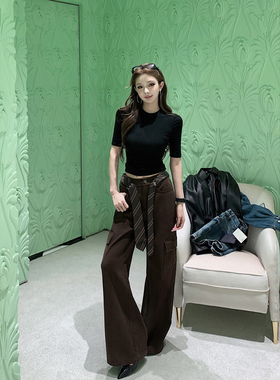 【olden摩卡丹宁】时髦进阶版（磨毛底） 工装牛仔裤/博主系领带