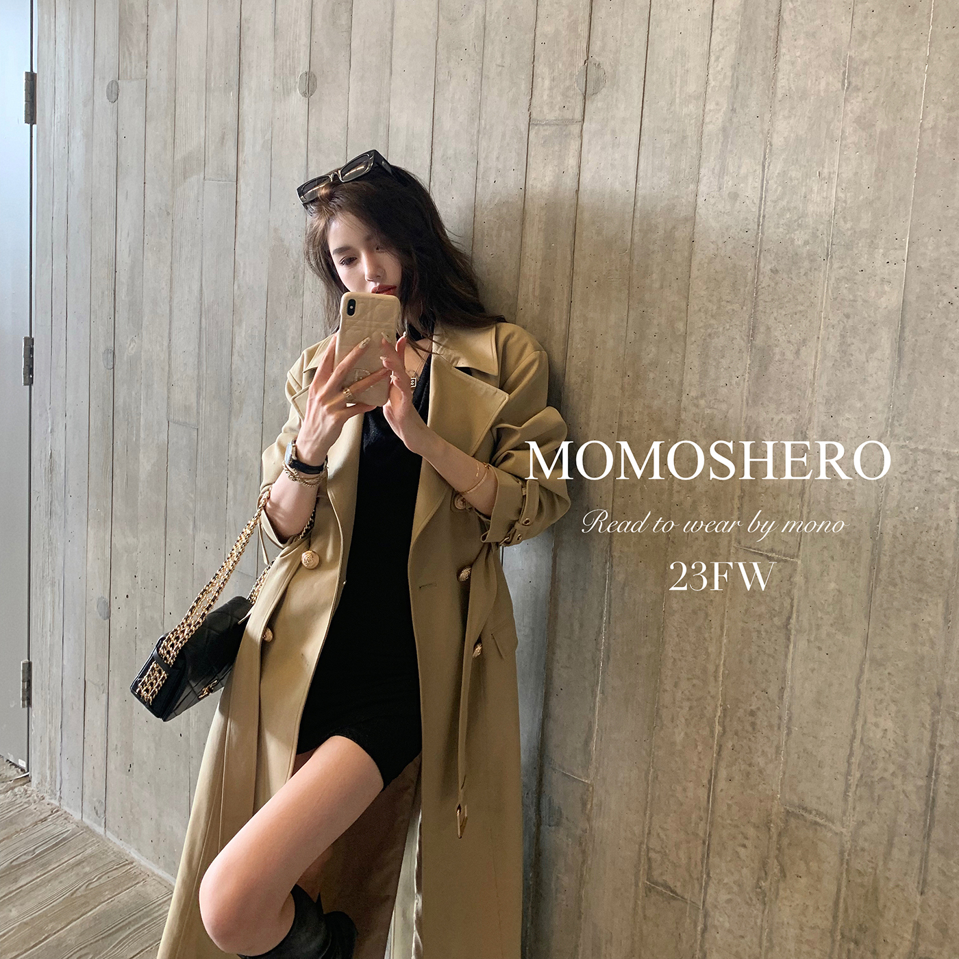 现货momoshero【英伦剪影】预皱高品天丝羊毛 英伦双排扣垂感风衣