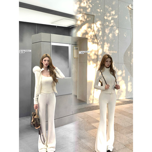 【soft waxy韩女服】Lazywhite奢暖系!430g”狐狸毛领“外套&长裤