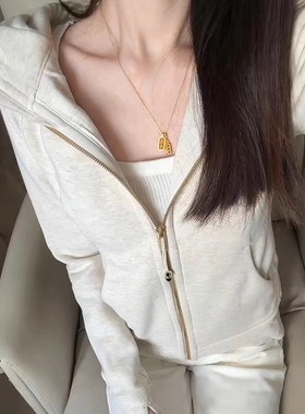 lu同款Scuba修身卫衣收腰连帽外套女秋冬款薄款瑜伽服开衫上衣