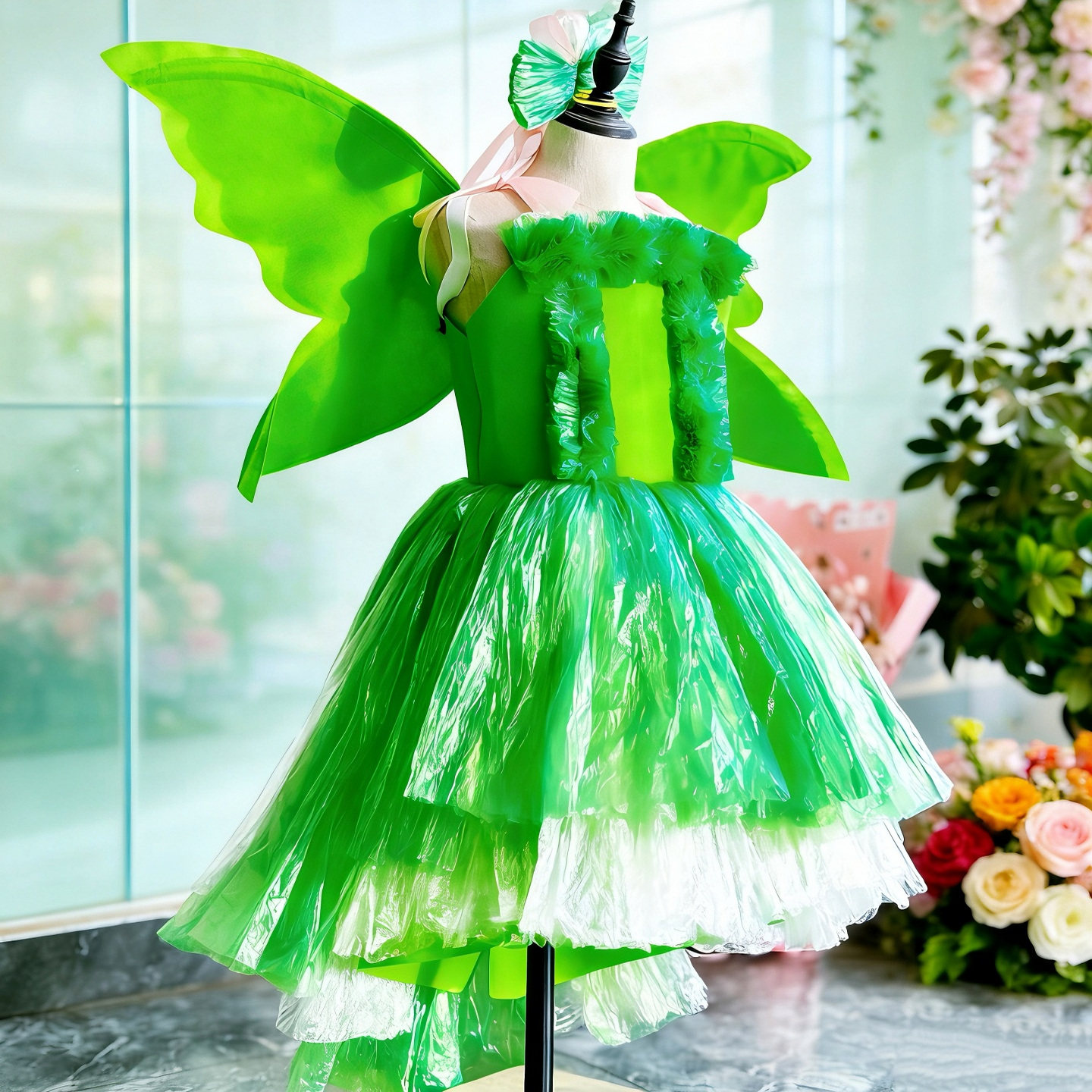 儿童演出服表演服精灵款翅膀天使连衣裙舞台走秀服走秀服装生日礼