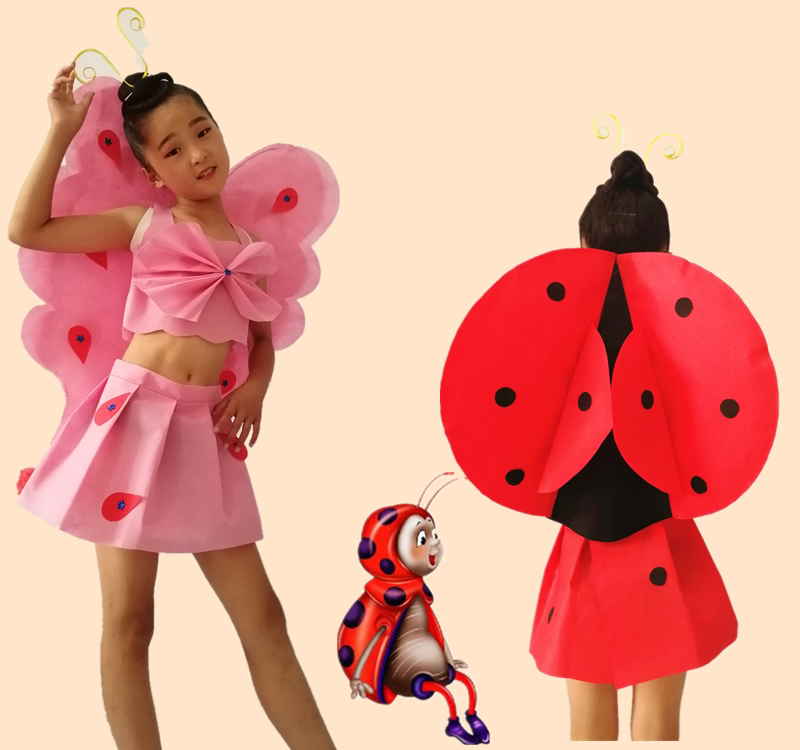 环保服材料手工制作儿童女走秀时装秀自制蝴蝶公主裙拖尾表演服装